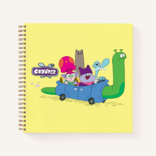 Mung, Chowder, Shnitzel, & Truffles in Snail Car Notebook