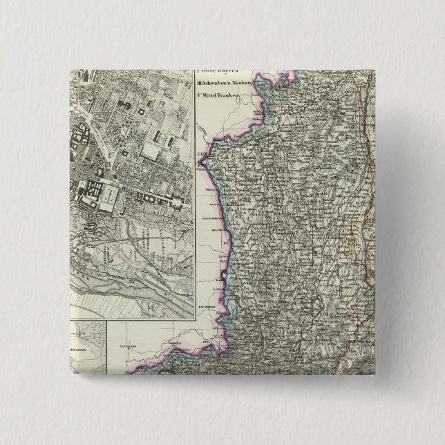 Munich, Augsburg, Bavaria 2 Inch Square Button (Front)