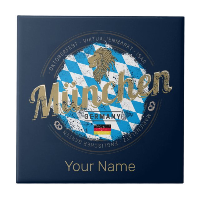Munich Bavaria Vintage Oktoberfest Germany City Tile (Front)