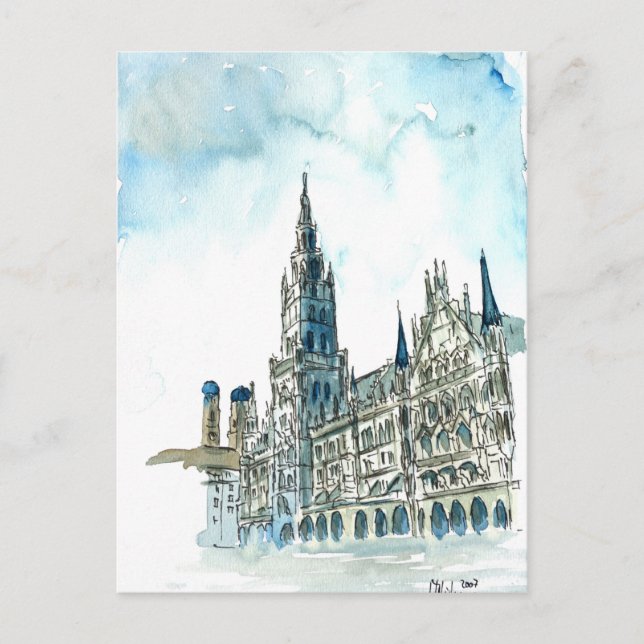 Munich city Hall Marienplatz Postcard (Front)