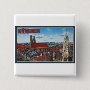 Munich Cityscape 2 Inch Square Button