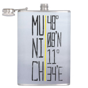 Munich Coordinates Flask, Germany Hip Flask