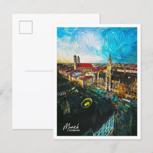 Munich Germany Beautiful Oil Paint City Landscape Postcard