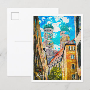 Munich Germany Beautiful Oil Painting City Postcard