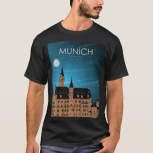 Munich Germany Caste Travel Poster at Night  T-Shirt