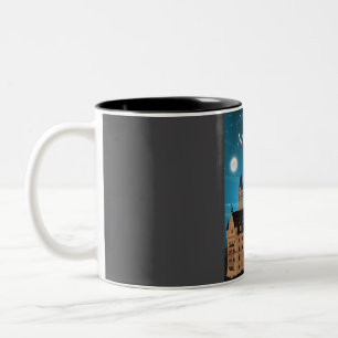 Munich Germany Caste Travel Poster at Night  Two-Tone Coffee Mug