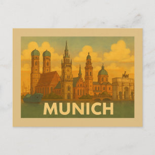 Munich Germany City Art Postcard