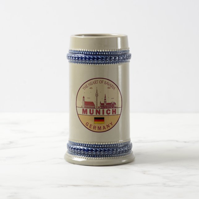 Munich Germany City Skyline Emblem Beer Stein (Center)