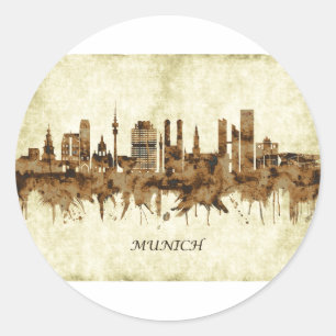 Munich Germany Cityscape Classic Round Sticker