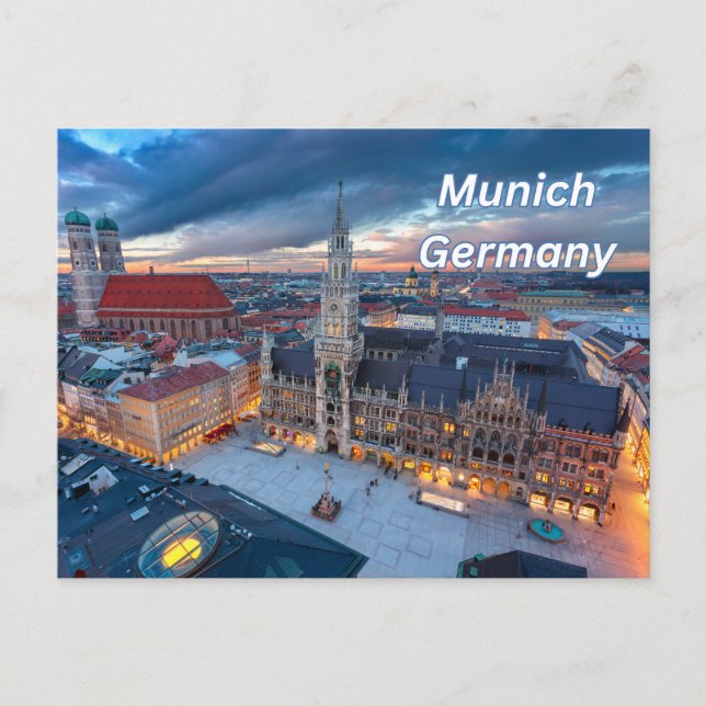 Munich, Germany Downtown in the Evening  Postcard (Front)