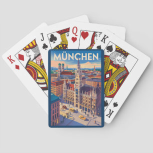 Munich Germany Illustration Travel Art Vintage Playing Cards