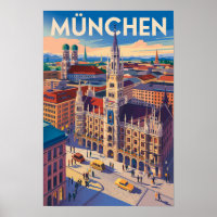 Munich Germany Illustration Travel Art Vintage