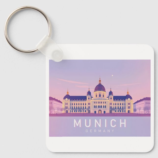 Munich Germany Pastel Travel Design Keychain (Front)