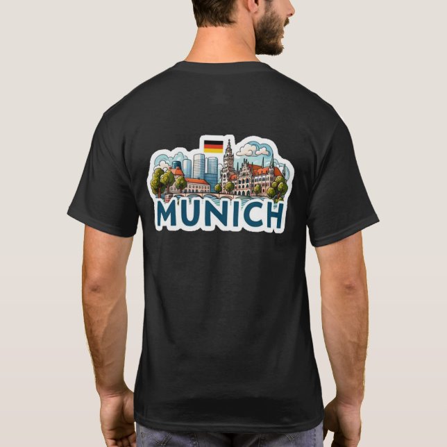 Munich Germany Skyline Art T-Shirt (Back)