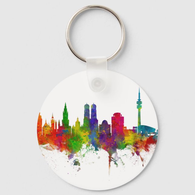 Munich Germany Skyline München Keychain (Front)