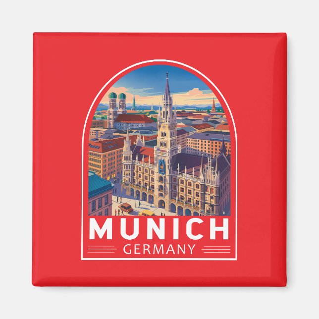 Munich Germany Travel Art Emblem Magnet (Front)