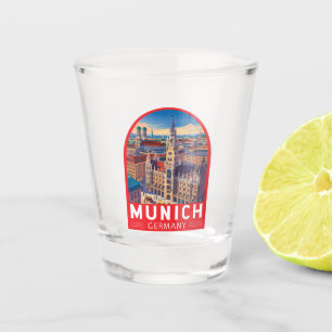 Munich Germany Travel Art Emblem Shot Glass