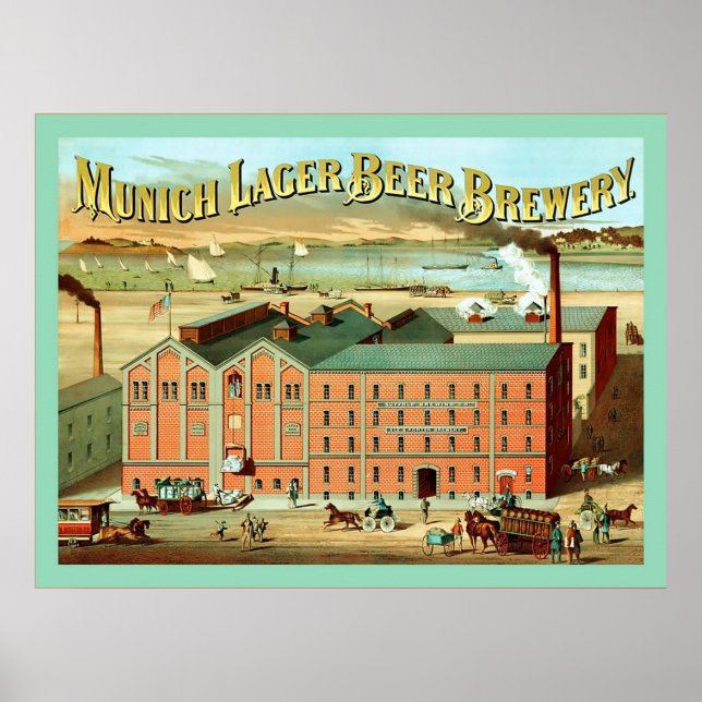 Munich Lager Beer Brewery ~ Vintage Advertising Poster (Front)