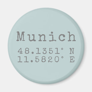 Munich Latitude and Longitude  Magnet