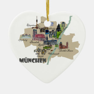 Munich Map Overview Ceramic Ornament