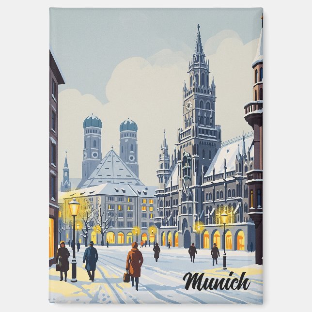 Munich Marienplatz Germany Flowers Magnet (Front)