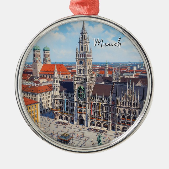 Munich Marienplatz Germany Metal Ornament (Front)