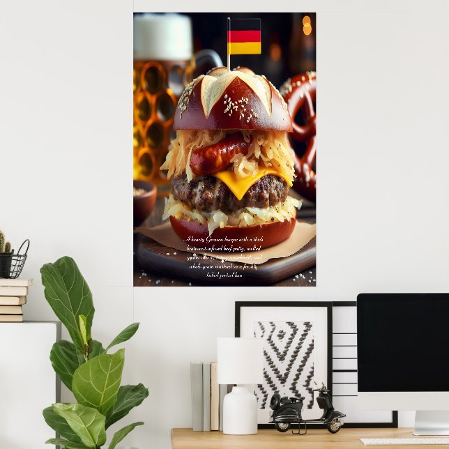 Munich Munchies: Brat Burger Bonanza 24x36 Poster (Home Office)