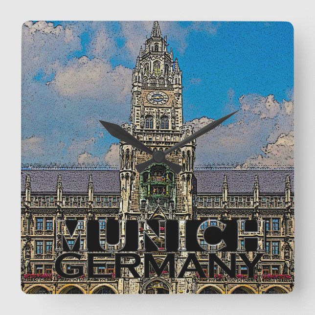 Munich Square Wall Clock (Front)