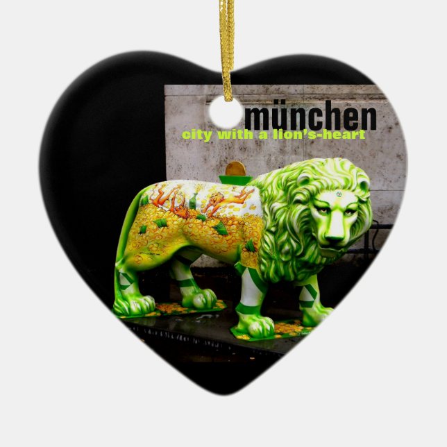 Munich Street Art Lion Germany Souvenir X'mas Gift Ceramic Ornament (Front)