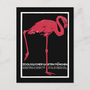 Munich Zoo, German Vintage Travel Poster Postcard
