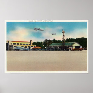 Municipal Airport Landing Field Scene Poster