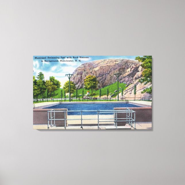 Municipal Pool View of Rock Rimmon Canvas Print (Front)