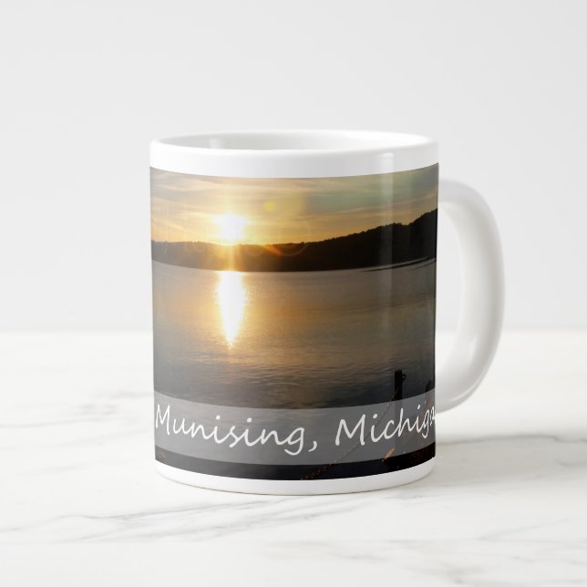 Munising Michigan Large Coffee Mug (Front Right)