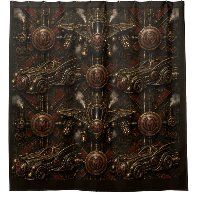 munkus/Night patrol/steampunk shower curtain/ (Front)