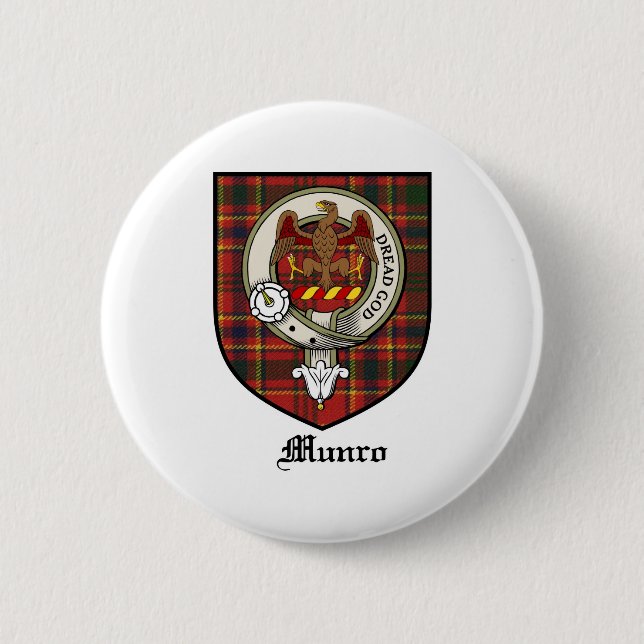 Munro Clan Crest Badge Tartan 2 Inch Round Button (Front)