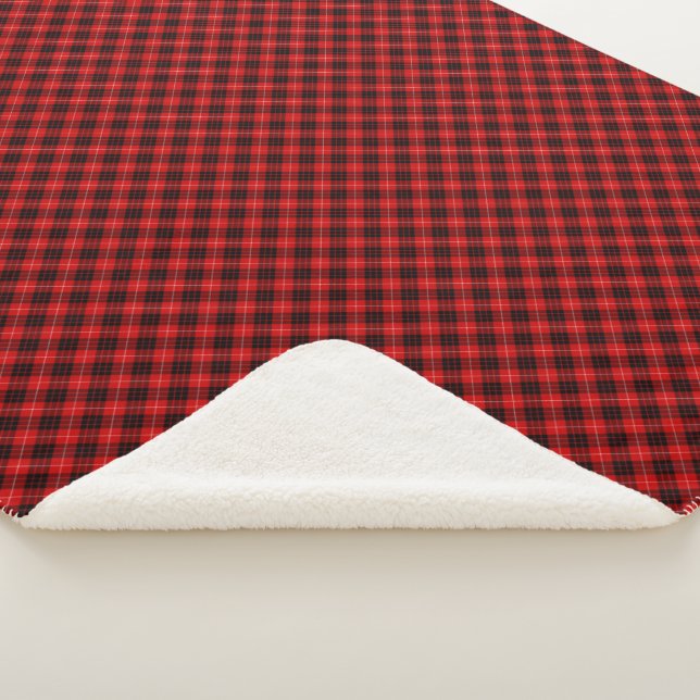 Munro tartan red black plaid sherpa blanket (3/4)
