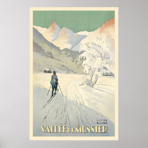 Munster Valley Alsace France Vintage Ski Poster