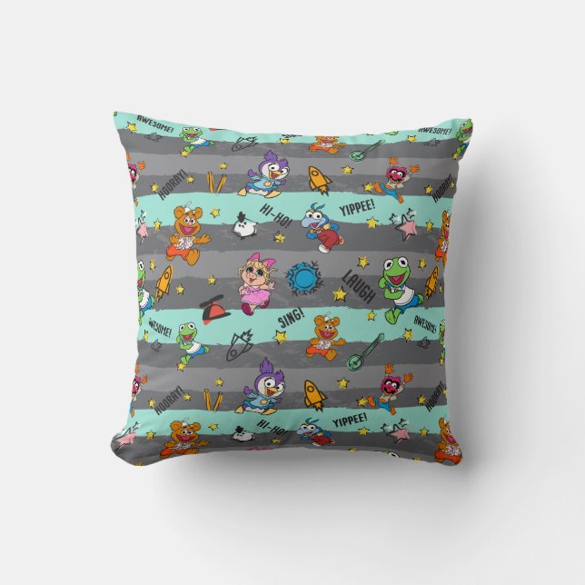 Muppet Babies Pattern Throw Pillow (Front)