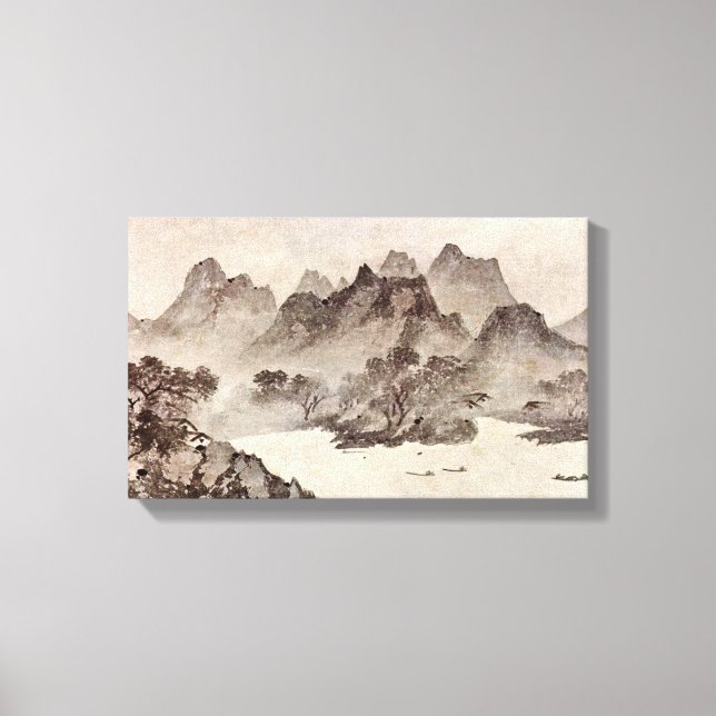 Muqi Fachang - Sunset over a fishing village Canvas Print (Front)