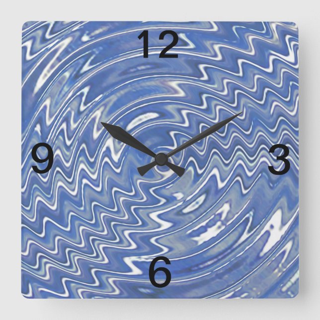 Mur Carré psychédélique bleu Horloge (Recto)
