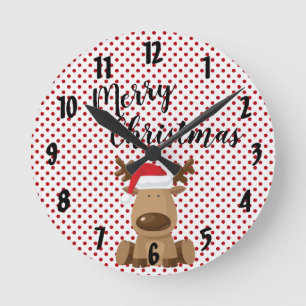 Mur de Noël Horloge Reindeer Polka Dot Polkadot P