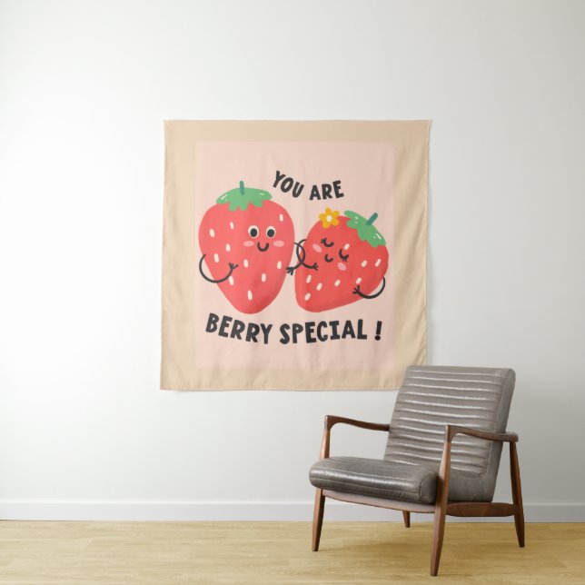 Mur de tapisserie spéciale fraise Art (En situation)