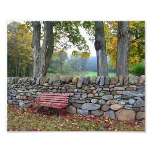 Mur En Pierre En Automne Photo Imprimer