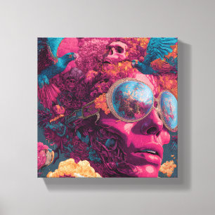Mur surréaliste psychédélique sur toile étirée