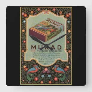 Murad Cigarettes ad Square Wall Clock