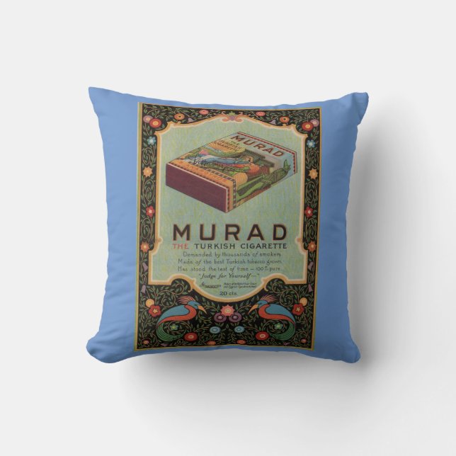 Murad Cigarettes ad Throw Pillow (Front)