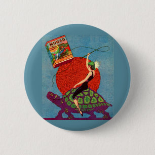 Murad cigarettes lady riding giant tortoise 2 inch round button