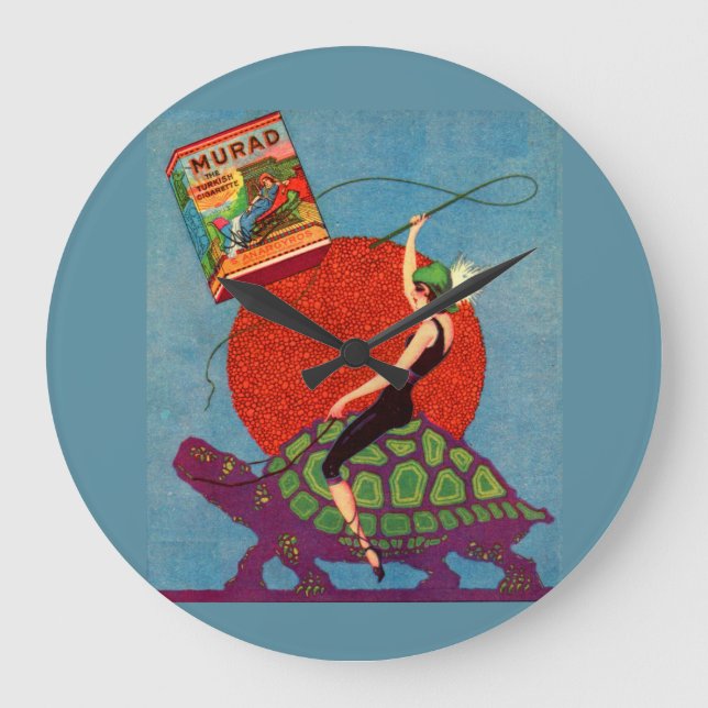 Murad cigarettes lady riding giant tortoise large clock (Front)