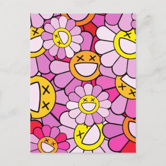 Murakami flowers holiday postcard