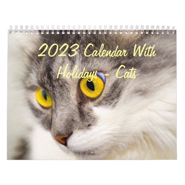 Mural 2015 calendrier avec des vacances - chats (Protection)